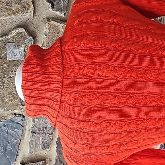 J. Crew Turtleneck Cable Knit Sweater in Orange  size Small - Picture 5 of 7